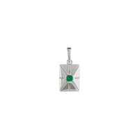 Natural Emerald Starburst Rectangular Bar Pendant (Silver) front - Popular Jewelry - New York