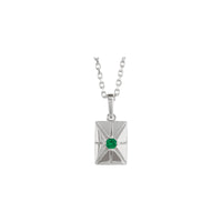 Natural Emerald Starburst Rectangular Bar Pendant (Silver) preview - Popular Jewelry - New York
