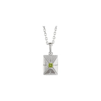 Natural Peridot Starburst Rectangular Bar Pendant (Silver) preview - Popular Jewelry - New York