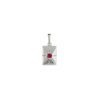 Natural Ruby Starburst Rectangular Bar Pendant (Silver) front - Popular Jewelry - New York