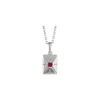 Natural Ruby Starburst Rectangular Bar Pendant (Silver) preview - Popular Jewelry - New York