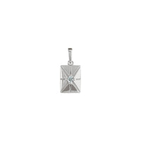 Natural White Diamond Starburst Rectangular Bar Pendant (Silver) front - Popular Jewelry - New York
