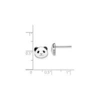 Panda Bear Face Enamel Stud Earrings (Silver) scale - Popular Jewelry - New York