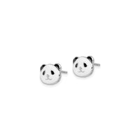 Panda Bear Face Enamel Stud Earrings (Silver) side - Popular Jewelry - New York