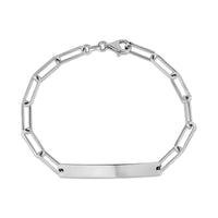 Paperclip Link Engravable ID Bracelet (Silver) main - Popular Jewelry - New York