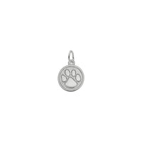 Paw Print Engravable Round Medal Pendant (Silver) front - Popular Jewelry - New York
