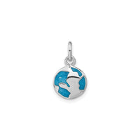 Planet Earth Teal Enamel Pendant (Silver) front - Popular Jewelry - New York
