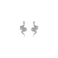 Snake Stud Earrings (Silver) front - Popular Jewelry - New York