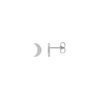 White Diamond Crescent Moon Stud Earrings (Silver) main - Popular Jewelry - New York