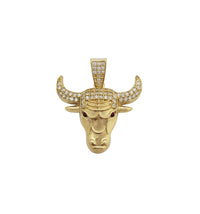 Bull Head Cz Pendant (14K)