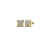 Diamond Square Stud Earrings (14K)