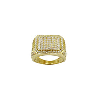 Square Shape Cubic Zirconia Men Ring (14K)