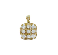 Iced-Out Three-Row Square Pendant (14K)