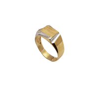 Cloven Square Two-Tone Asymmetrical Signet Ring (14K)