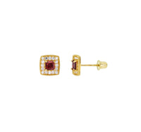 Square Cushion Screw Earrings (14K)