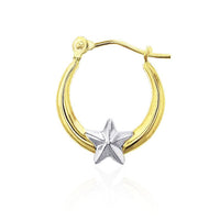 Two-Tone Star Crescent Hoop Earrings (14K)