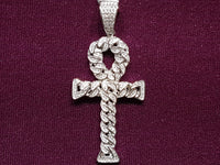 Iced-Out Cubanlink Ankh Pendant Silver - Lucky Diamond 恆福珠寶金行 New York City 169 Canal Street 10013 Jewelry store Playboi Charlie Chinatown @luckydiamondny 2124311180