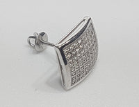 Micropavé Square Stud Silver CZ (Pair)