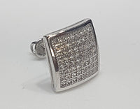 Micropavé Square Stud Silver CZ (Pair)
