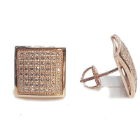 Micropavé Square Stud Silver CZ (Pair)