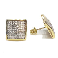 Micropavé Square Stud Silver CZ (Pair)