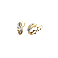 Two-Tone Wavy Design Diamond Earring (14K)