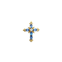 Tanzanian Blue Stone CZ Cross Pendant (14K)