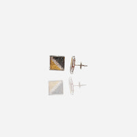 White Gold Square Diamond Stud Earring (14K)