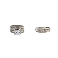 Three Piece Set Engagement Rings (Silver)
