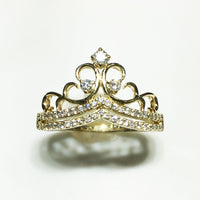 Diamond Princess Crown Ring 14K - Popular Jewelry