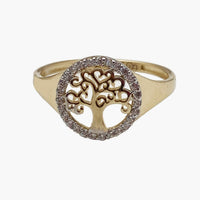 Stoneset Border Tree of Life Ring (14k)