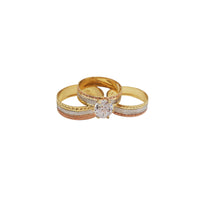 Tricolor Three-Piece Set Engagement Rings (14K)