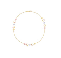 Cable-Link Dainty Charm Accent Anklet (14K)