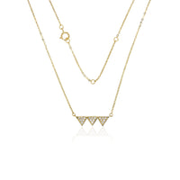 Yellow Gold Triple CZ Triangle Fancy Necklace (14K)