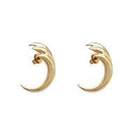 Tricolor Moon Stud Earring (14K)