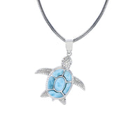 Larimar Turtle Snake Necklace (Silver)