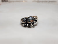 Antique-Finish Twin Skull Ring (Silver)