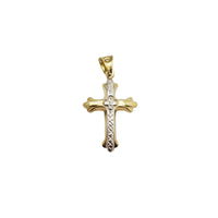 Puffy Two-Tone Ornate Cross Pendant (14K)
