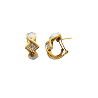 Two-tone Trapezoid Design Diamond Earrings