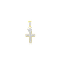 Diamond Cross Baguette & Round Pendant (14K)