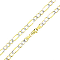 Two Tone Solid Figaro Bracelet (14K)
