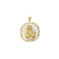 Virgin Mary Iced Border Spiral Medallion Pendant (14K)