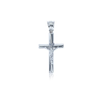 White Gold Polished Tube Crucifix Cross Pendant (14K)