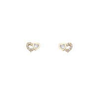 Zirconia Outlined Hearts Stud Earrings (14K)