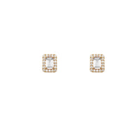 Rectangle Around CZ Stud Earrings (14K)
