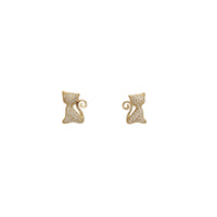Icy Cat Screw Back Stud Earrings (14K)