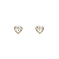 Open Heart with the Flower Stud Earrings (14K)