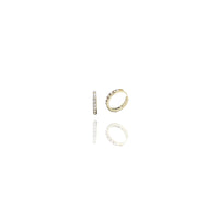 Round Stone CZ Huggie Earrings (14K)