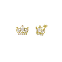 Outline Crown CZ Earrings (14K)