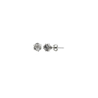 White Gold Dainty Round Ball CZ Stud Earrings (14K)